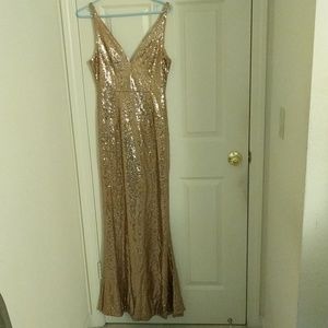 Gold, Sequinned Long Dress